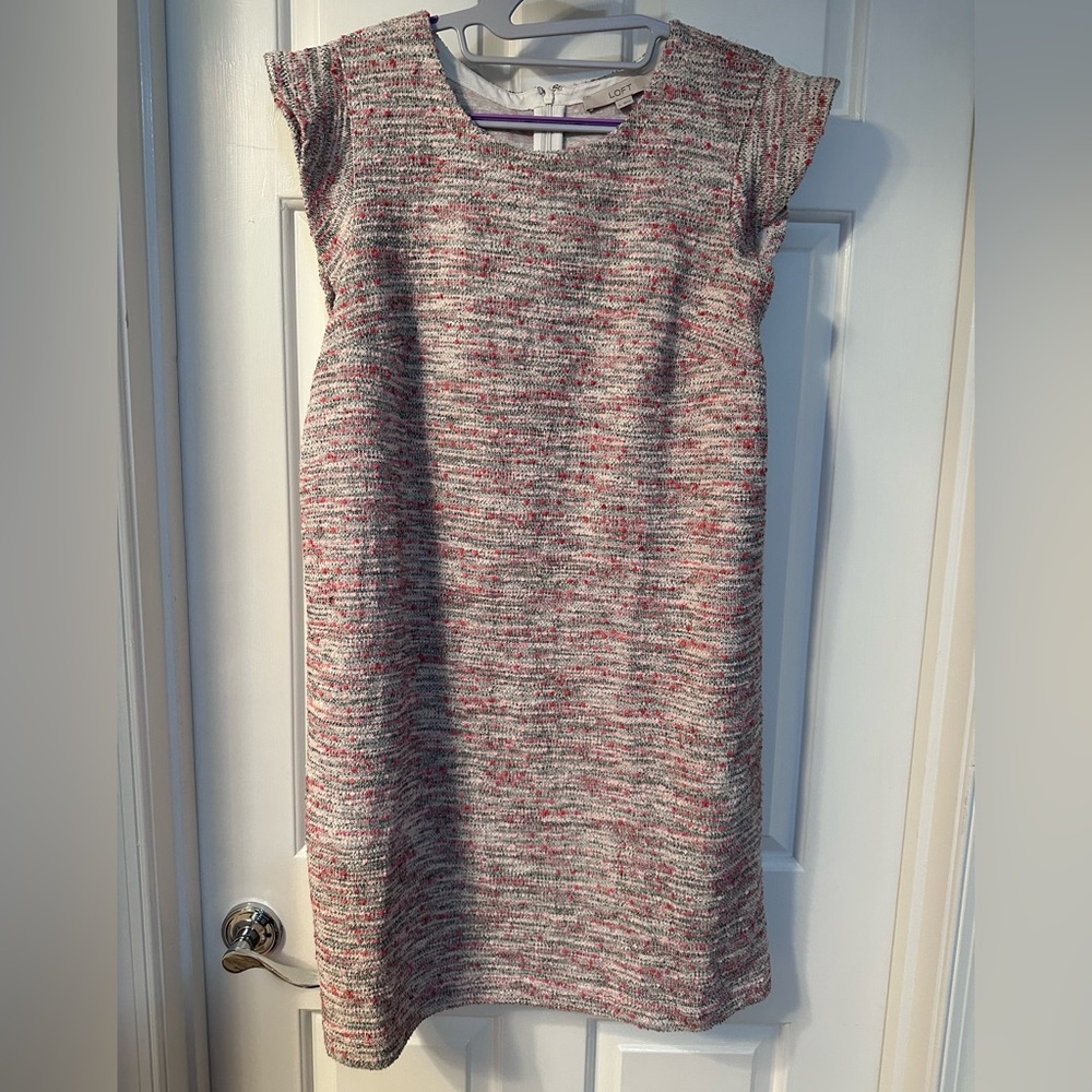 LOFT Tweed pink and coral dress. Size 14.